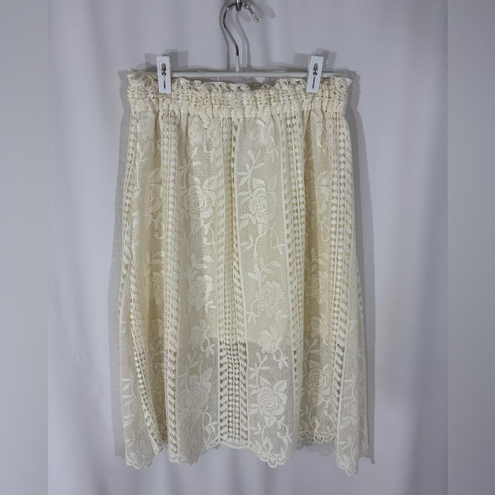Gibson Latimer Ivory Lace Elastic Waist Skirt